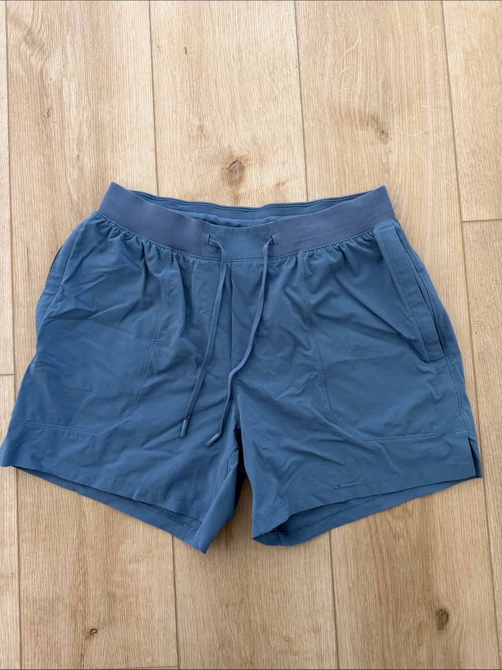 Lululemon Athletica Grey Blue Athletic Shorts With Drawstring